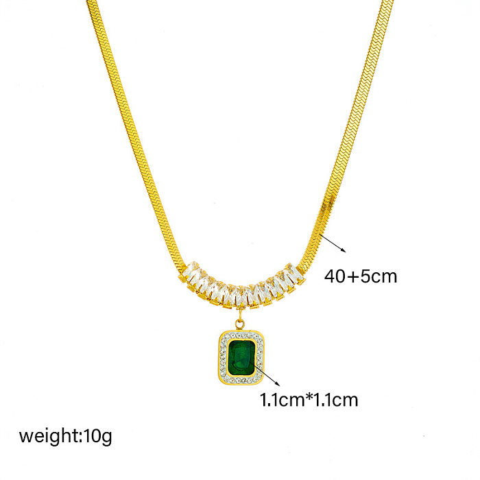 Simple Style Square Titanium Steel Inlay Zircon Bracelets Earrings Necklace