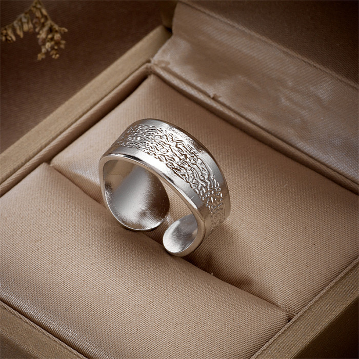 Simple Style Solid Color Titanium Steel Open Ring Carving Copper Rings
