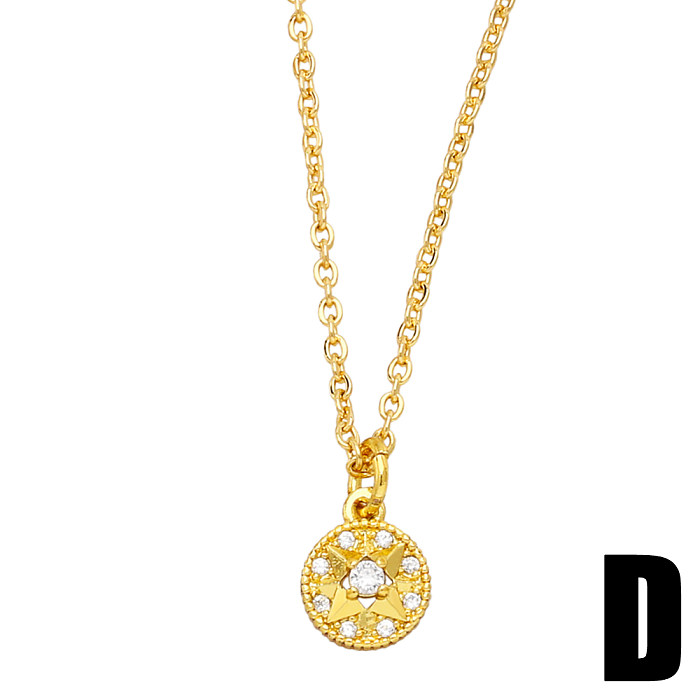 Estilo simple Estrella Forma de corazón Cobre Chapado en oro Collar con colgante de circón 1 pieza