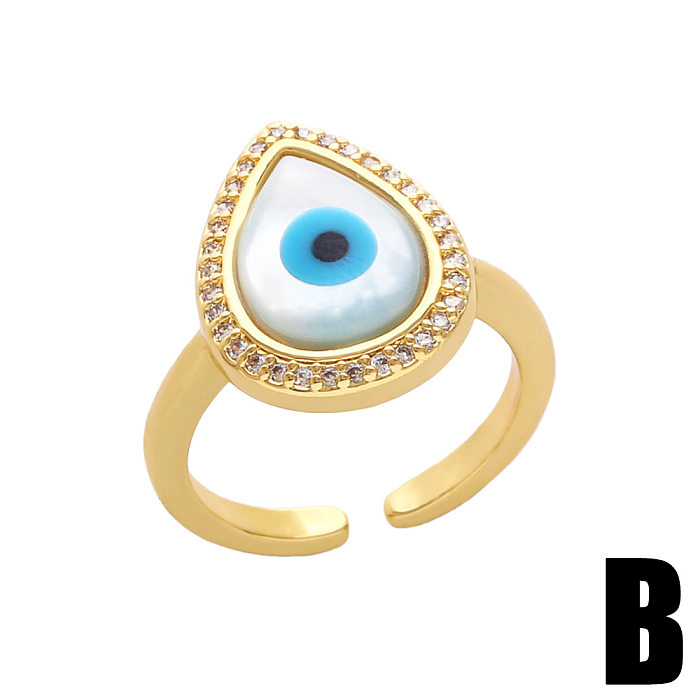 European And American New Jewelry Creative Geometric Shell Zircon Devil's Eye Copper Rings