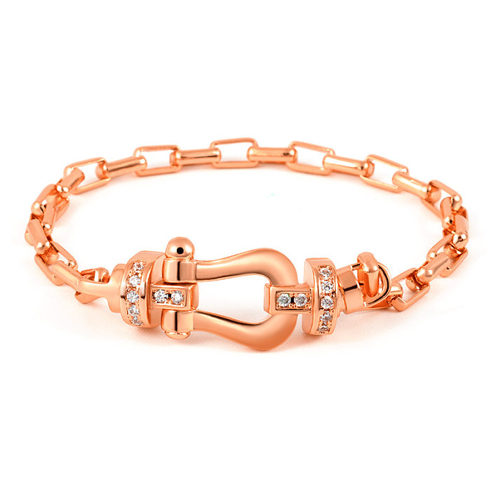 Bracelets de pierres précieuses artificielles avec incrustation de cuivre de couleur unie de style simple