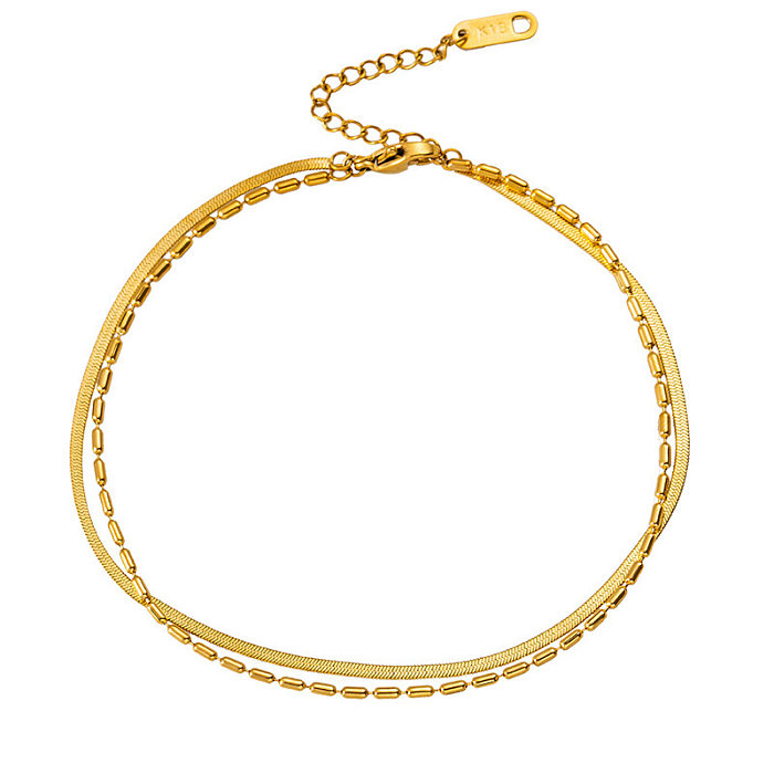 Bracelet de cheville de bracelets de placage en acier titane de couleur unie de style simple