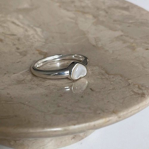 Simple Style Heart Shape Copper Inlay Shell Open Rings