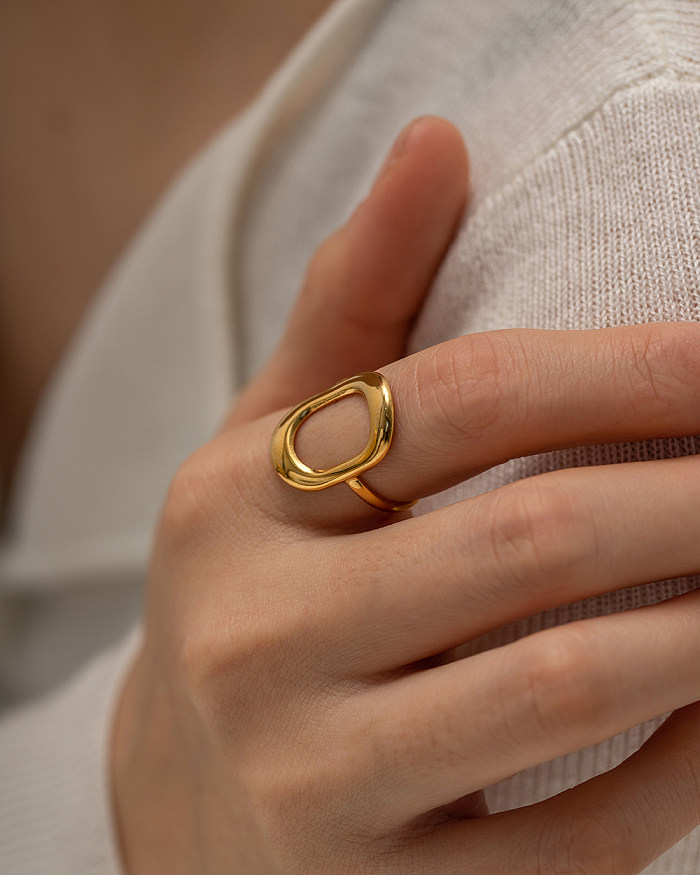 1 Stück ovaler offener Ring mit Edelstahlbeschichtung im INS-Stil