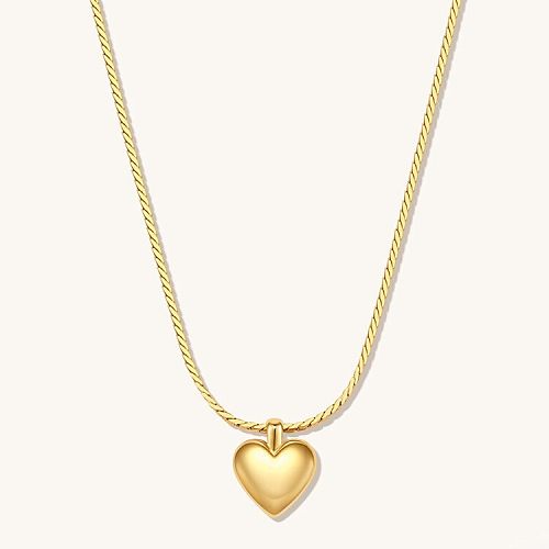 Collier pendentif plaqué or en cuivre en forme de cœur de style simple en vrac