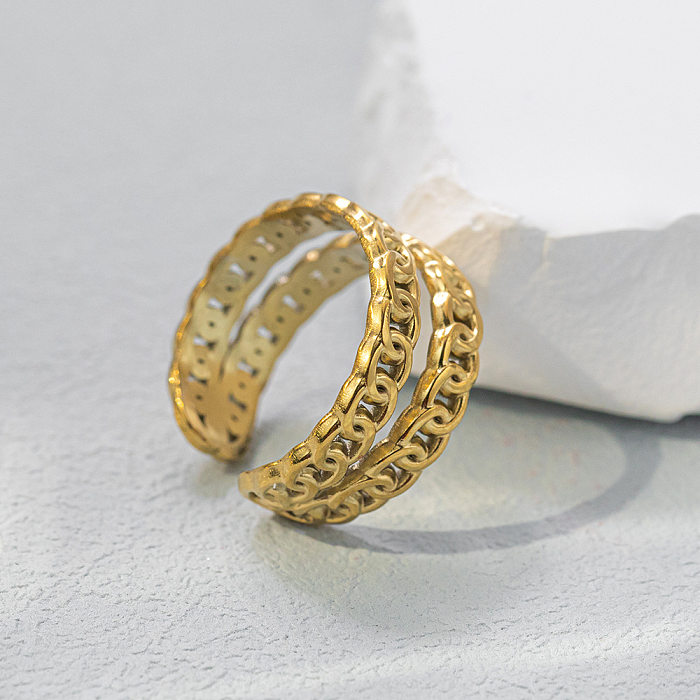 Einfacher offener Ring im klassischen Stil mit einfarbiger Titanstahlbeschichtung