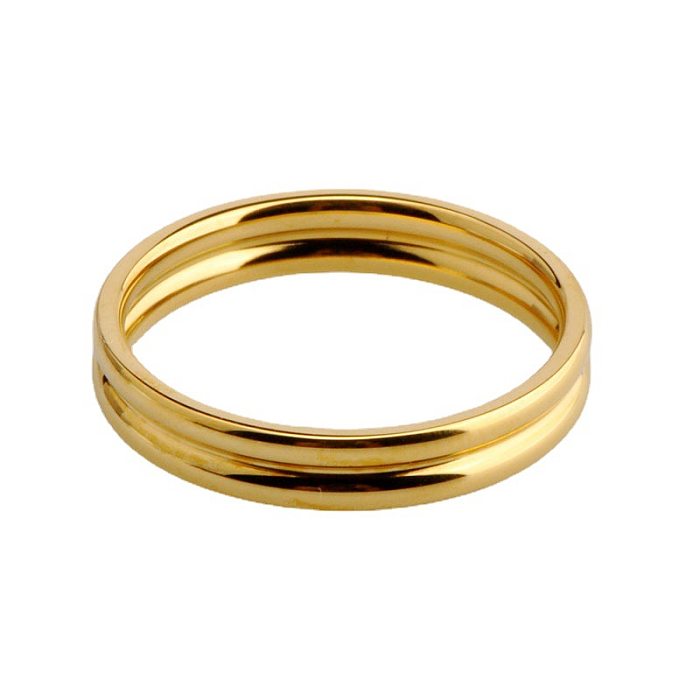 Anéis banhados a ouro 18K de aço titânio de cor sólida de estilo simples por atacado