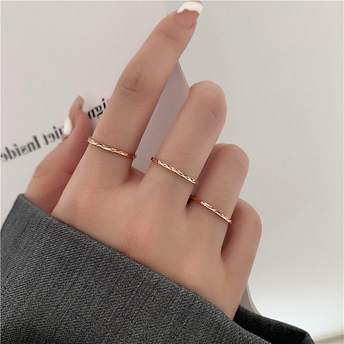 Simple Style Solid Color Titanium Steel Plating Gold Plated Rings