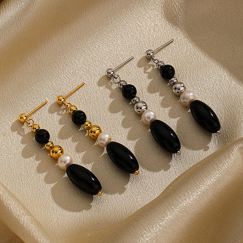 1 Paar Tropfenohrringe im IG-Stil mit Wassertropfen, Perlenbeschichtung, Aryl-Süßwasserperle, Kupfer, 18 Karat vergoldet, versilbert