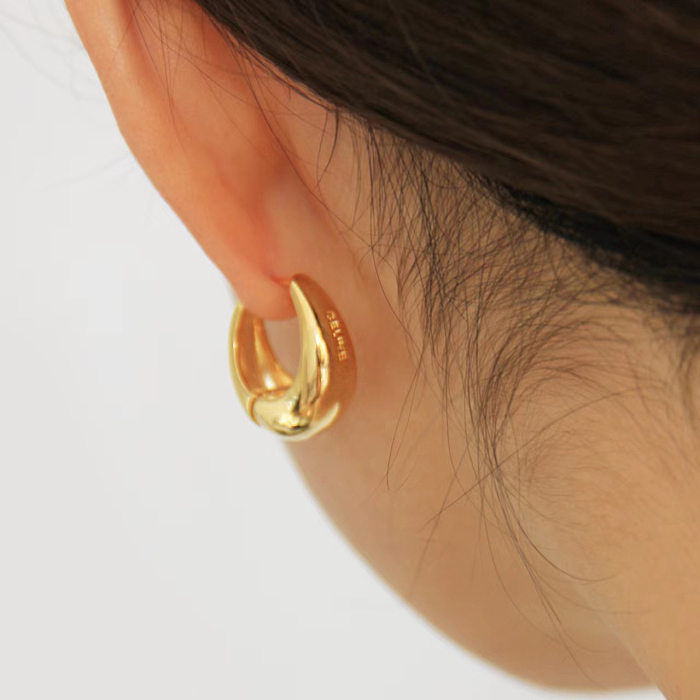 Boucles d'oreilles rétro en cuivre de couleur unie, boucles d'oreilles en cuivre plaqué