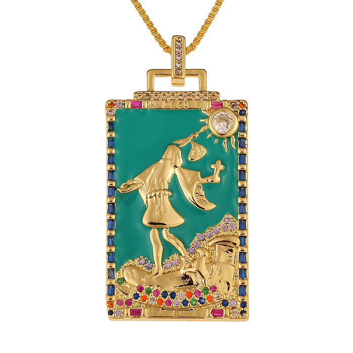 Fashion New Oil Drop Tarot Pendant Copper Zircon Necklace Wholesale jewelry