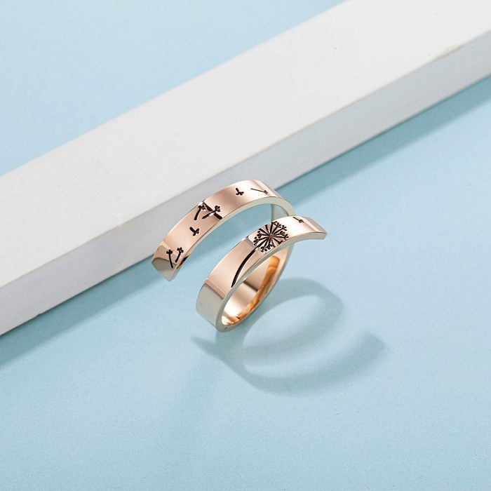 Hip-Hop Dandelion Stainless Steel Polishing Plating Gold Plated Open Rings
