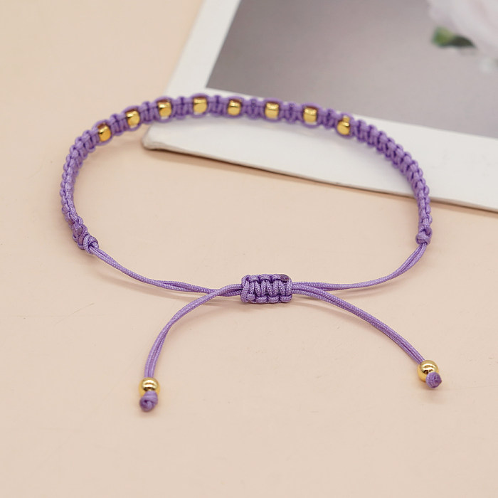 Simple Style Solid Color Rope Copper Bracelets
