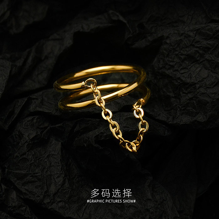 Retro Simple Index Finger Double Ring Titanium Steel Plated 18K Without Fading Wholesale