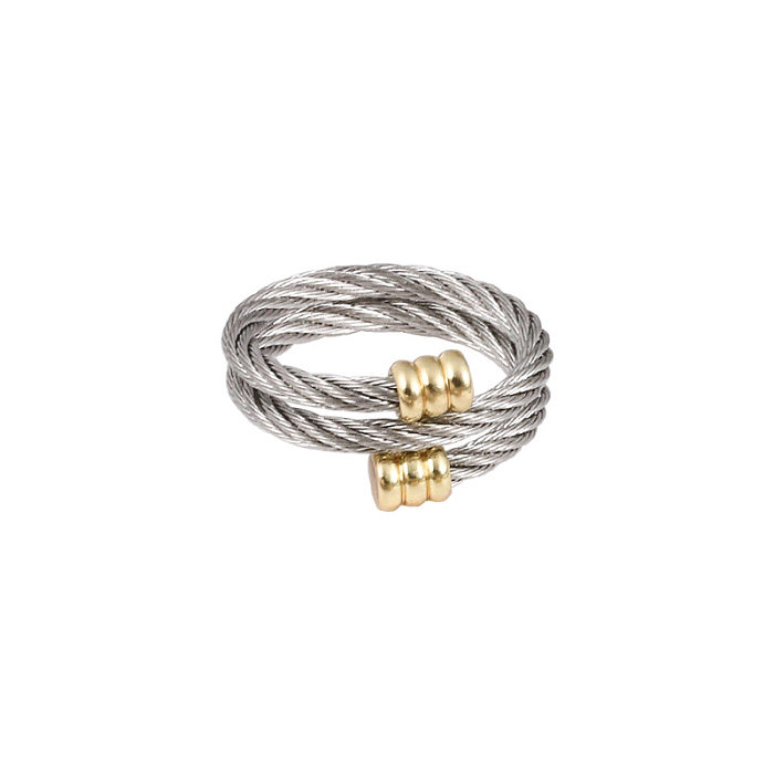 Brincos de pulseiras de anéis femininos de aço inoxidável com listra espiral estilo vintage