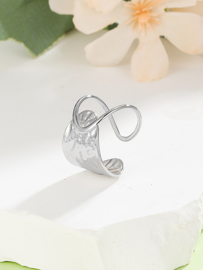 Anéis geométricos de aço inoxidável estilo vintage estilo francês