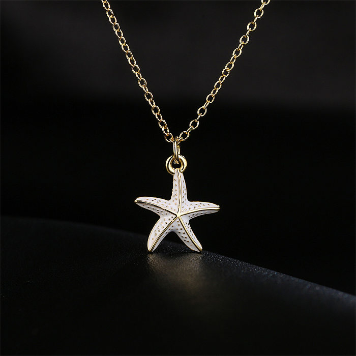New Copper-plated 18K Gold Starfish Pendant Women's Necklace