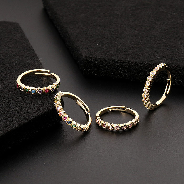 Fashion Star Offener Ring mit Kupfereinlage und Zirkon, 1 Stück