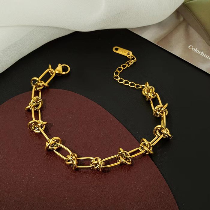 Bracelets et collier plaqués acier et titane, couleur unie, à la mode, 1 pièce