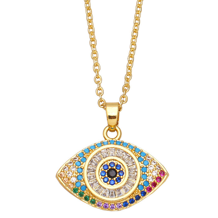 Fashion Devil'S Eye Copper Pendant Necklace Inlay Zircon Copper Necklaces