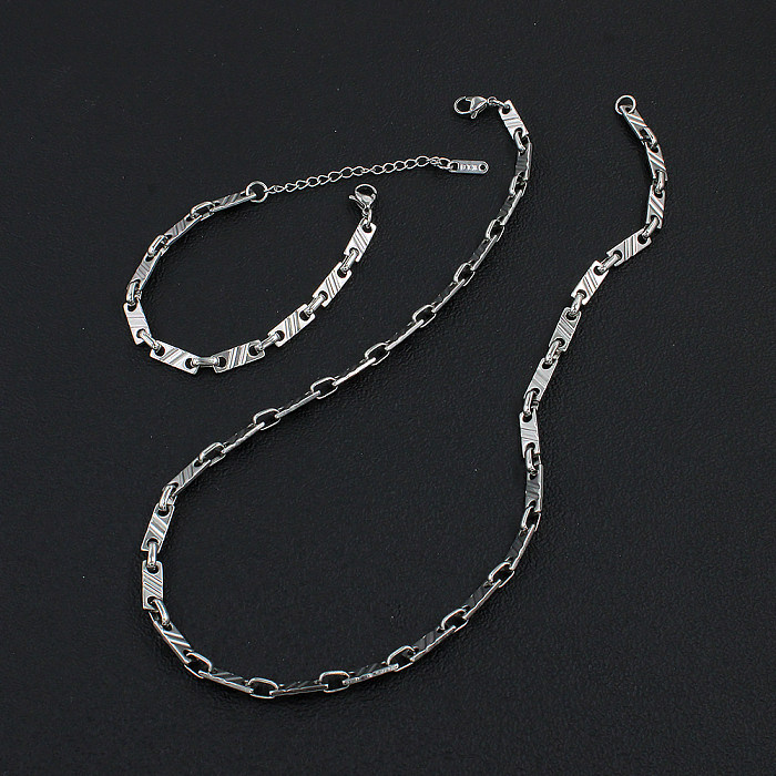 Classic Style Solid Color Stainless Steel Bracelets Necklace