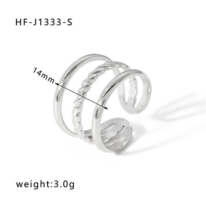 IG Style Simple Style Heart Shape Solid Color Snake Stainless Steel Open Ring In Bulk