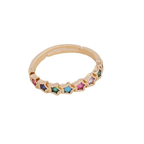 New Devil's Eye Beautiful Elegant Zircon Branches Leaves Flower Copper Open Ring