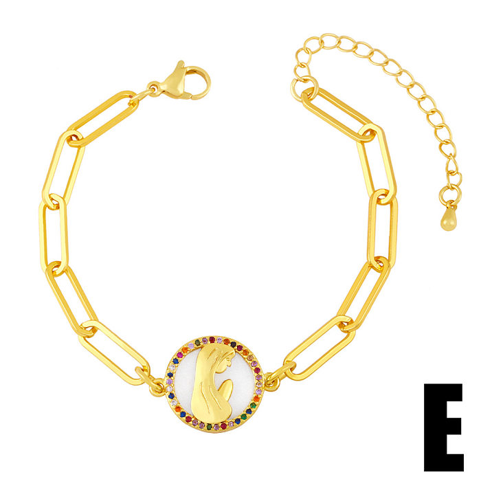 Armband der Jungfrau Maria, Perlenmuschel, farbige Diamanten, dickes Kettenarmband