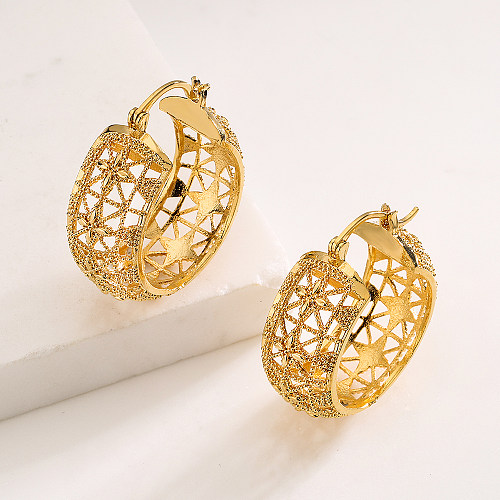 Fashion Geometric Flower Copper Plating Earrings 1 Pair