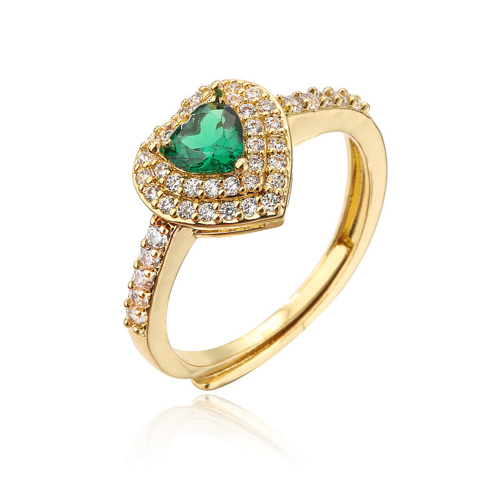 Modischer, farbenfroher, großer, mit Diamanten eingelegter, herzförmiger Ring für Damen