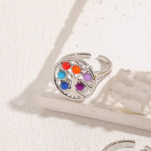 Elegant Classic Style Geometric Copper Plating Inlay Zircon 14K Gold Plated Open Rings