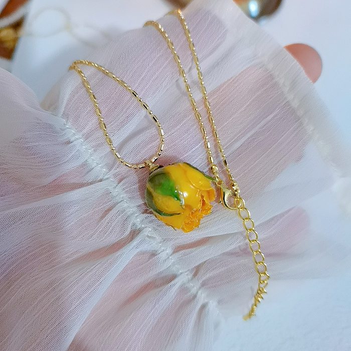 Sweet Flower Copper Pendant Necklace