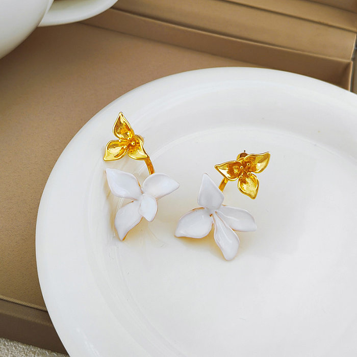 1 Pair Sweet Flower Copper Plating Earrings