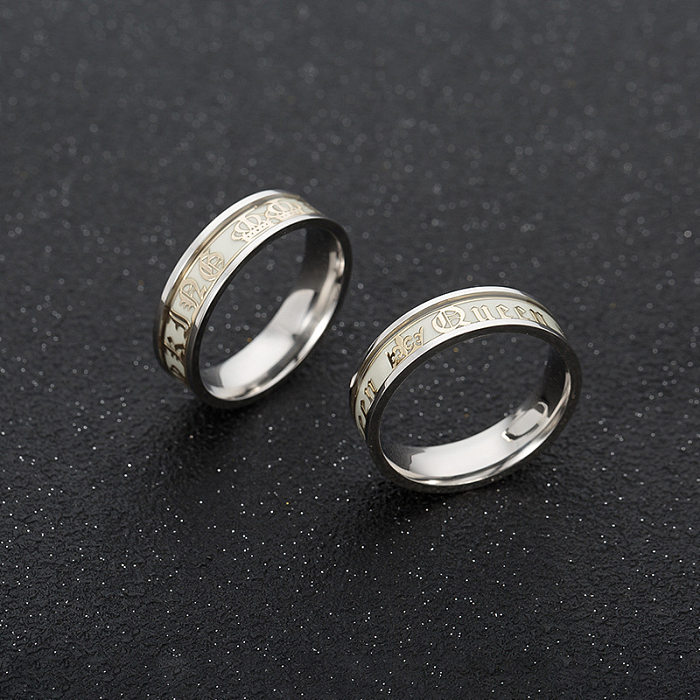 Couples Ring King And Queen Ring Stainless Steel Ring Luminous Jewelry Wholesale
