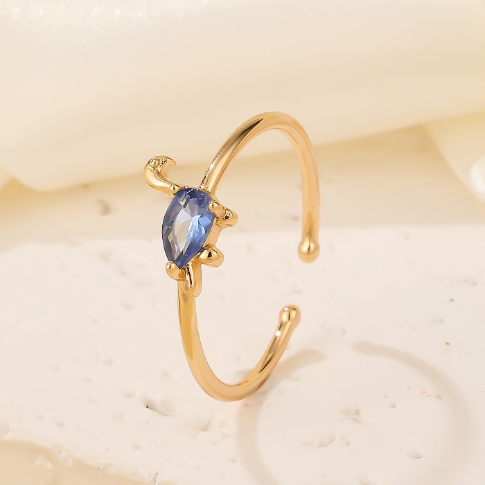 Cute Modern Style Animal Copper Plating Inlay Zircon Open Rings