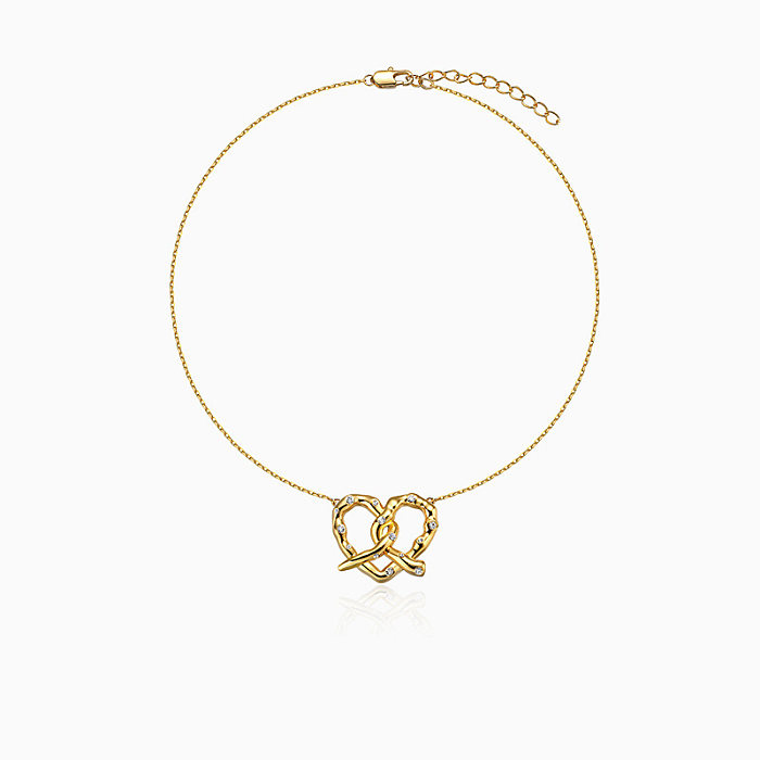 Boucles d'oreilles et collier rétro en forme de cœur plaqué cuivre pour femmes, 1 pièce, 1 paire