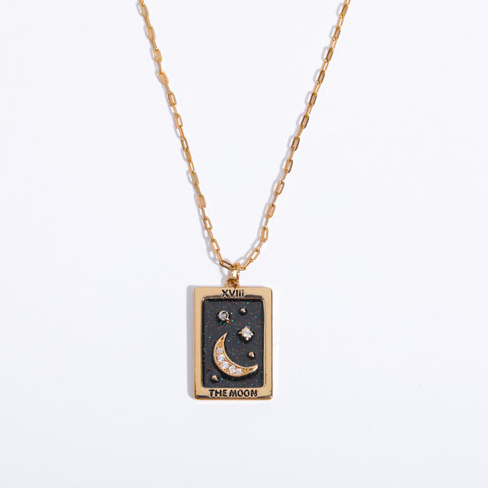Style féerique Streetwear étoile lune cuivre plaqué or Zircon pendentif collier en vrac