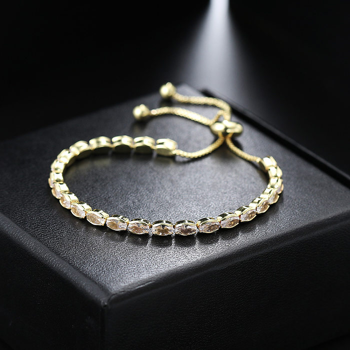 Bracelets en Zircon avec Incrustation de Cuivre Ovale de Style Simple 1 Pièce