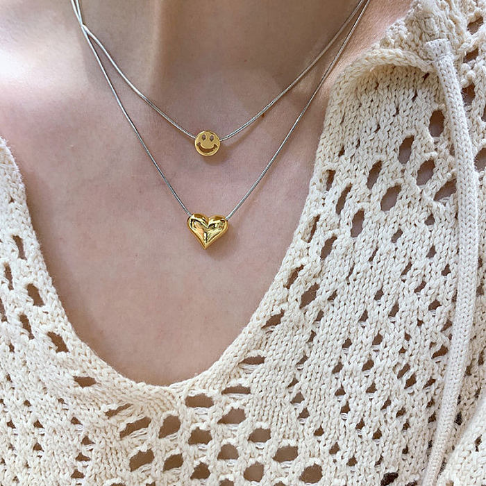 Smiley Love Necklace Temperament Simple Peach Heart Clavicle Chain