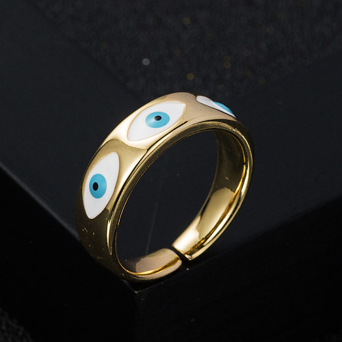 Fashion Copper Plated Real Gold Drip Oil Devil's Eye Open Copper Ring Accessories