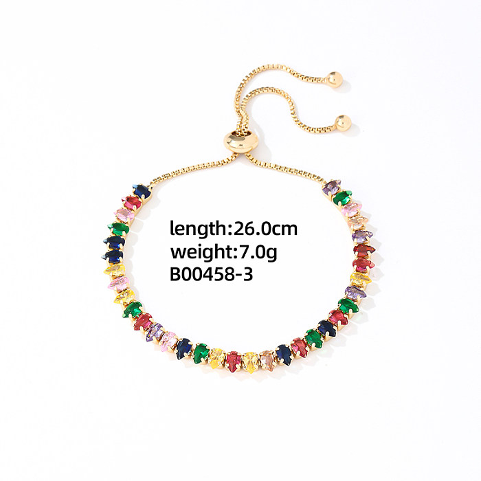 Elegant Glam Luxurious Colorful Copper Plating Inlay Zircon Gold Plated Bracelets