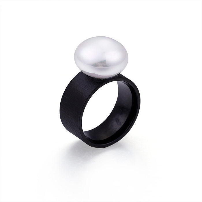 Nueva moda Simple 10mm mate perla anillo de acero inoxidable joyería al por mayor