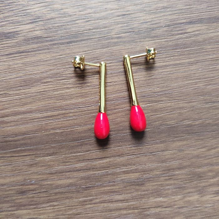 1 Pair Commute Color Block Plating Copper Silver Plated Ear Studs