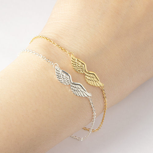 Bracelet en acier inoxydable avec breloque ailes d'ange simples, vente en gros