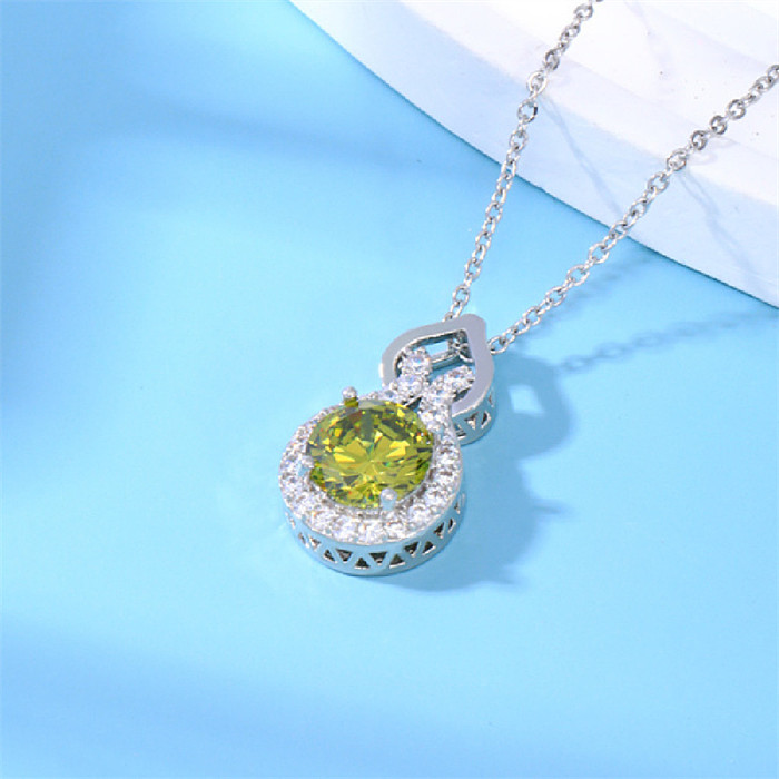 Sweet Shiny Korean Style Geometric Copper Zircon Pendant Necklace In Bulk