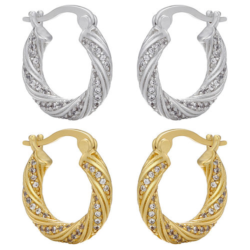 Fashion Twist Copper Gold Plated Zircon Earrings 1 Pair