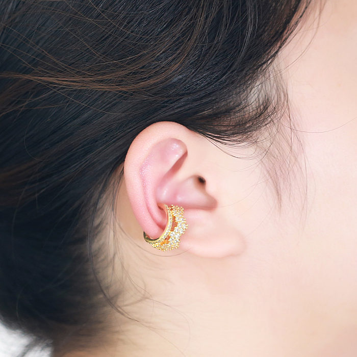 Fashion C Shape Copper Ear Clips Inlay Zircon Copper Earrings