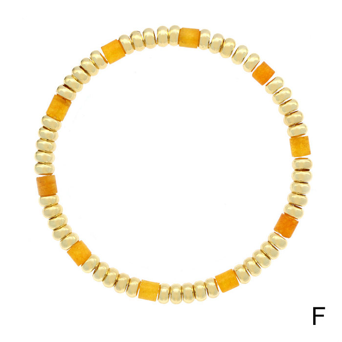 Bracelets plaqués or avec pierre semi-précieuse rétro bloc de couleur