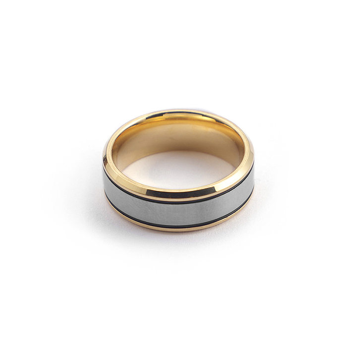 Fornecimento de fábrica transfronteiriço vendido fonte de jóias fabricante casal anéis de titânio aço moda sala anel de ouro presente qixi