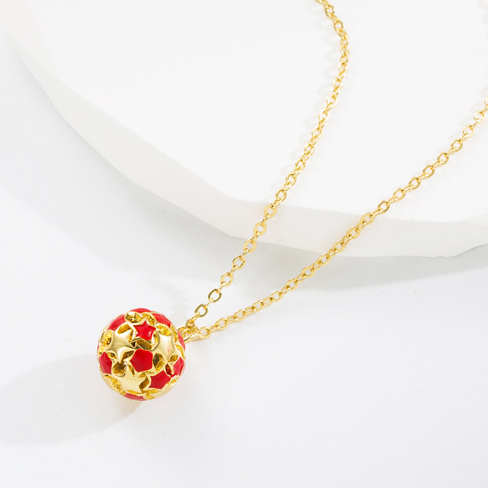 Fashion Pentagram Ball Copper Enamel Pendant Necklace 1 Piece